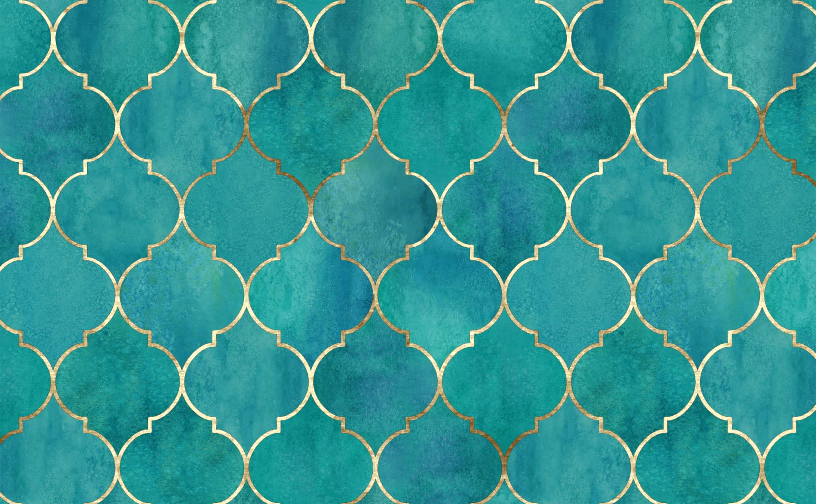 Patterned Turquoise Turquoise Design Wallpaper