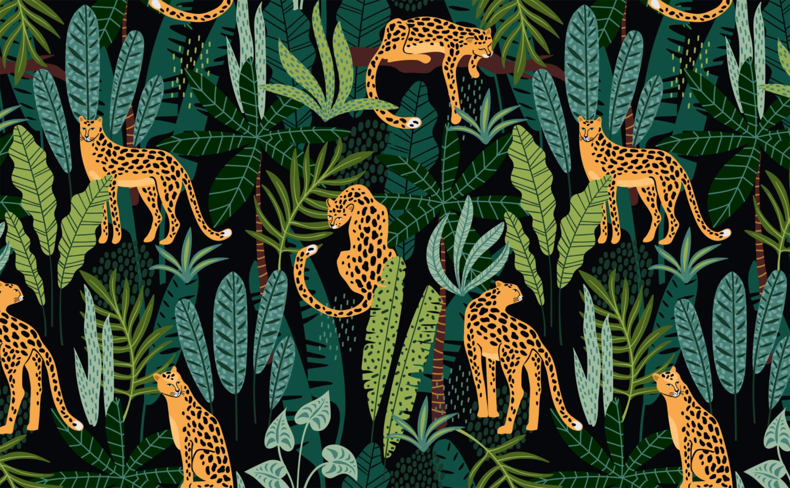 Lush Jungle Night Leopard Pattern Wallpaper for Walls | Midnight Prowl