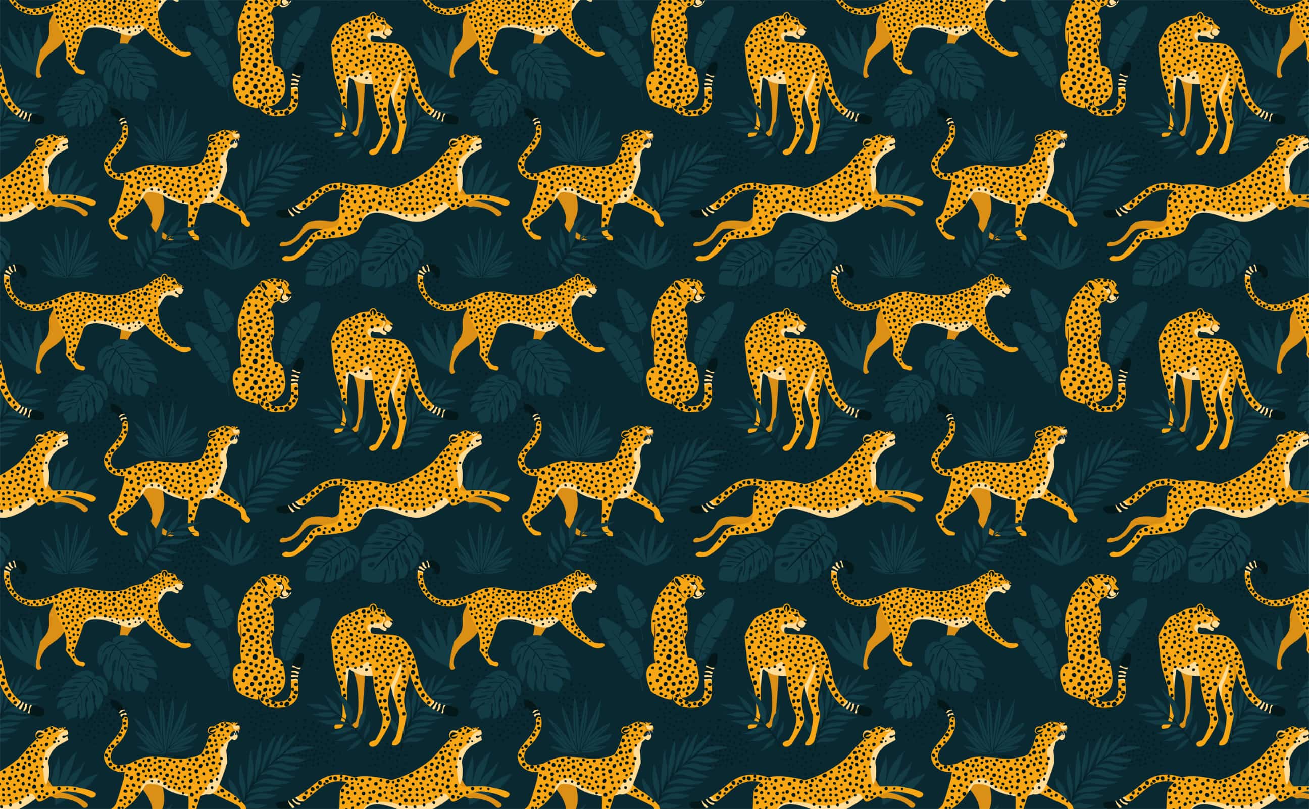 Cheetah and jungle leaves dark textured Pattern Wallpaper for Walls | Leaps  and Bounds