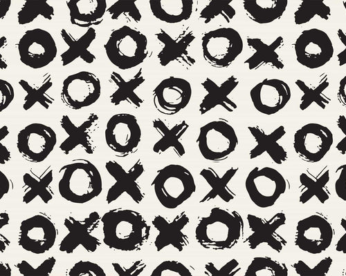 Geometric X and O seamless pattern in cream and black Pattern Wallpaper ...