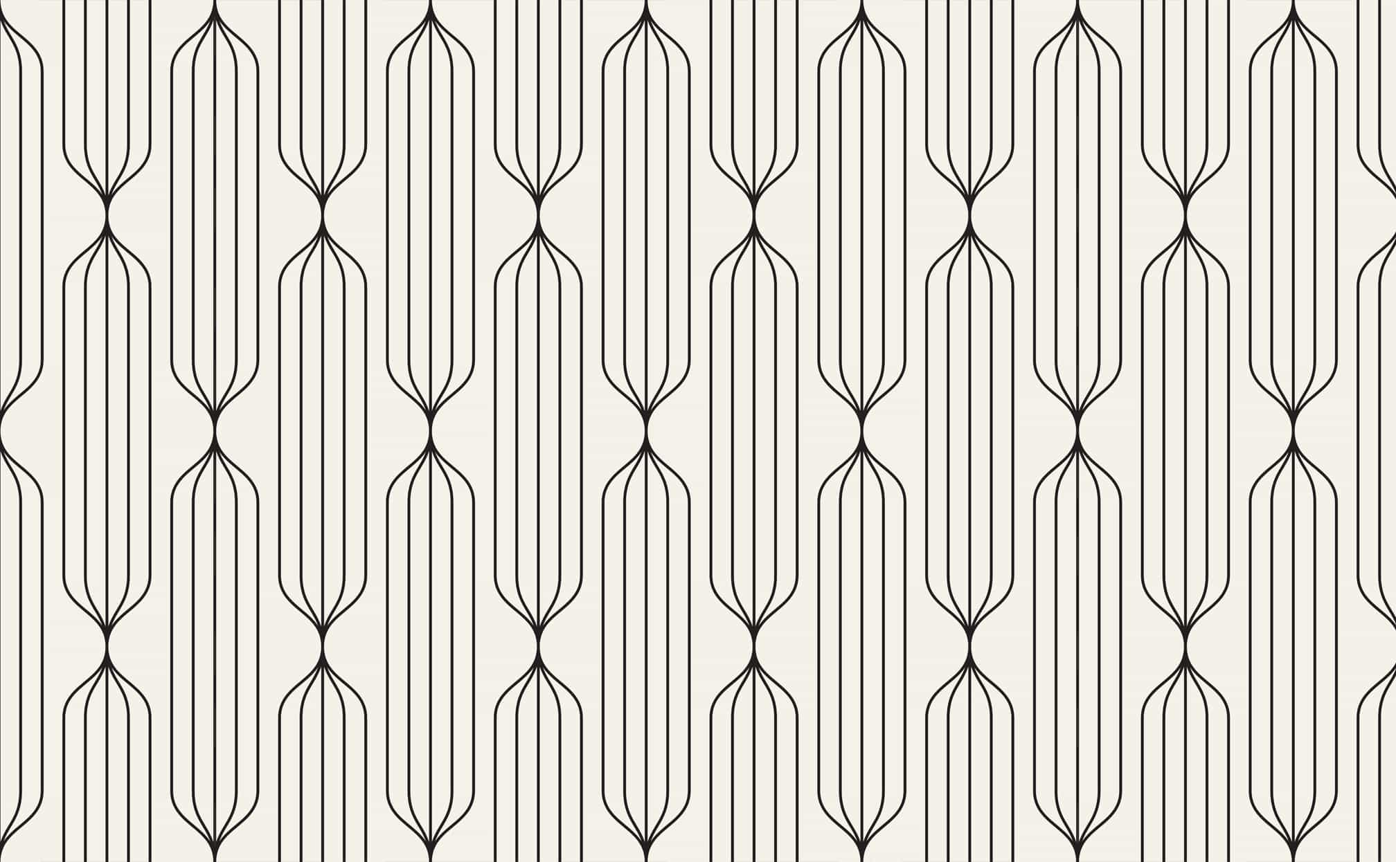 Minimal art deco pattern cream and black Pattern Wallpaper for Walls   Union Station